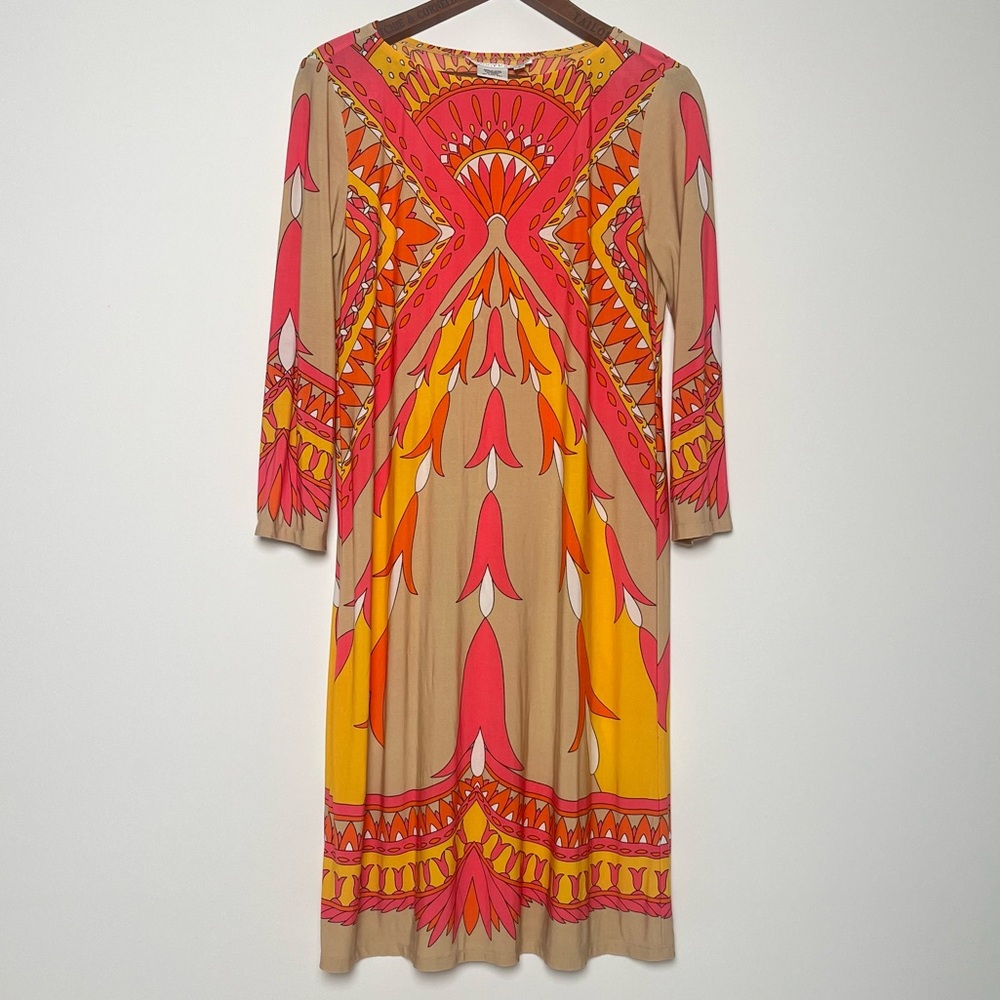 Maggy London Pink Orange mod Resort Wear sheath Sundress